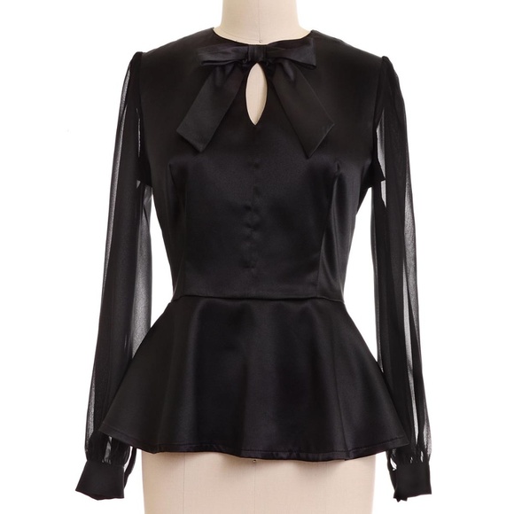 Voodoo Vixen Tops - Retro 60s Style Pin Up Girl Peplum Top in Black